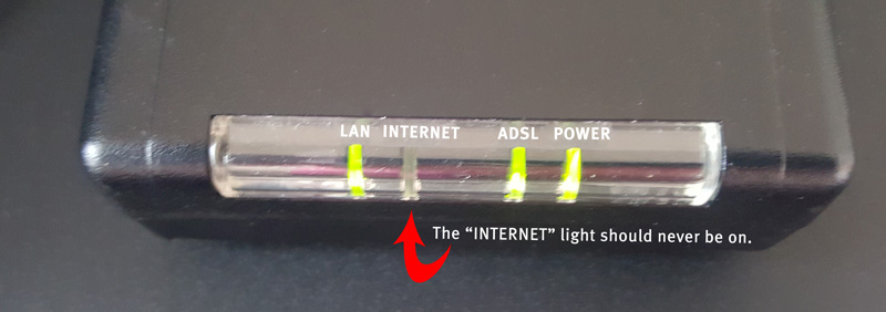 نمایی از یک مودم با چراغ های سبز هر کدام اتصال را به اینترنت و برق و کلا روشن بودن و کارکردن را نشان میدهد