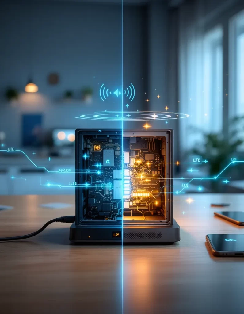 "نموداری که تفاوت بین سیگنال آنالوگ و دیجیتال در مودمها را نشان میدهد و نحوه انتقال دادهها برای اینترنت خانگی در ایران توضیح داده شده"