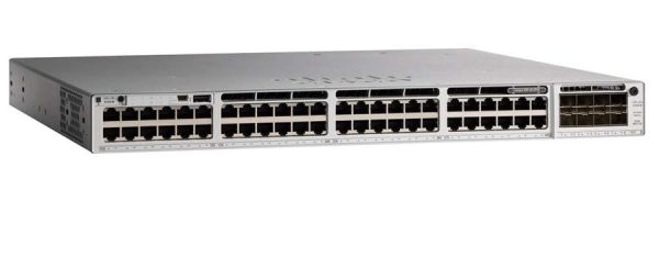 نمای روبرو از سوئیچ Cisco Catalyst C9200L-48T-4G-E سیسکوبا پورت های آپلینک 4x1G، اتصال یکپارچه را تضمین می کند. 48 پورت دارد.