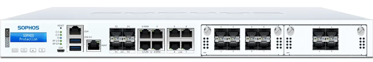 Sophos فایروال Sophos XGS 4500 با طراحی 1U Rackmount، پورتهای متنوع شبکه و پشتیبانی از قابلیتهای امنیتی پیشرفته برای سازمانهای بزرگ.