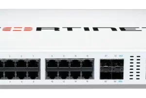 تصویر دستگاه Fortinet FortiGate 201F نشان دهنده طراحی رکمونت و پورت‌های شبکه محصول است