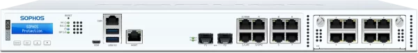 تصویر جلو فایروال Sophos XGS 2100 با 8 پورت Ethernet و 2 پورت SFP، طراحی 1U Rackmount و لوگوی Sophos در سمت چپ.