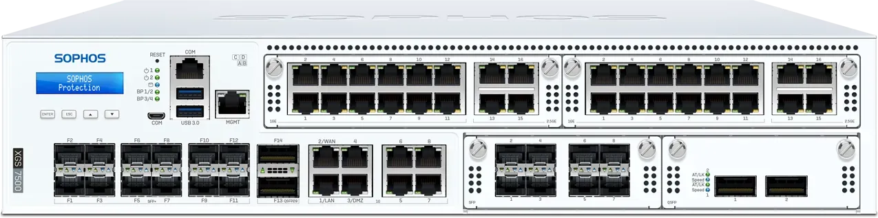xgs-7500-front (1) فایروال سختافزاری Sophos XGS 7500 با پورتهای 10G و 40G و قابلیت TLS Inspection برای شبکههای سازمانی